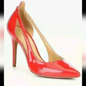 Michael Micheal Kors Women's Red Cersei Patent Leather Pumps 10